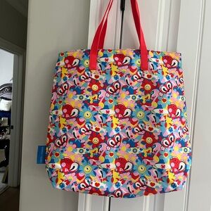 Vibrant Red and Pink Patterned Tote Bag